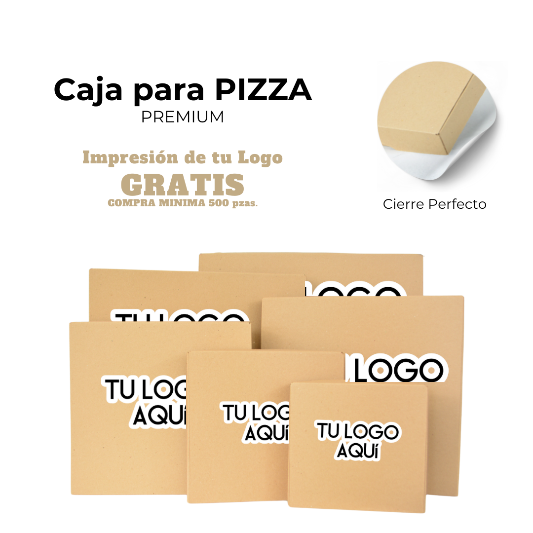 100 Cajas Premium para Pizza impresa con tu LOGO